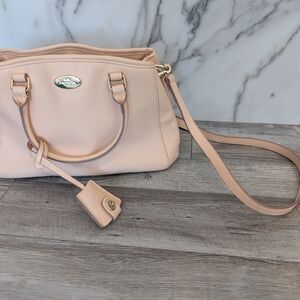 Coach Pebbled Leather Satchel in Light Pink